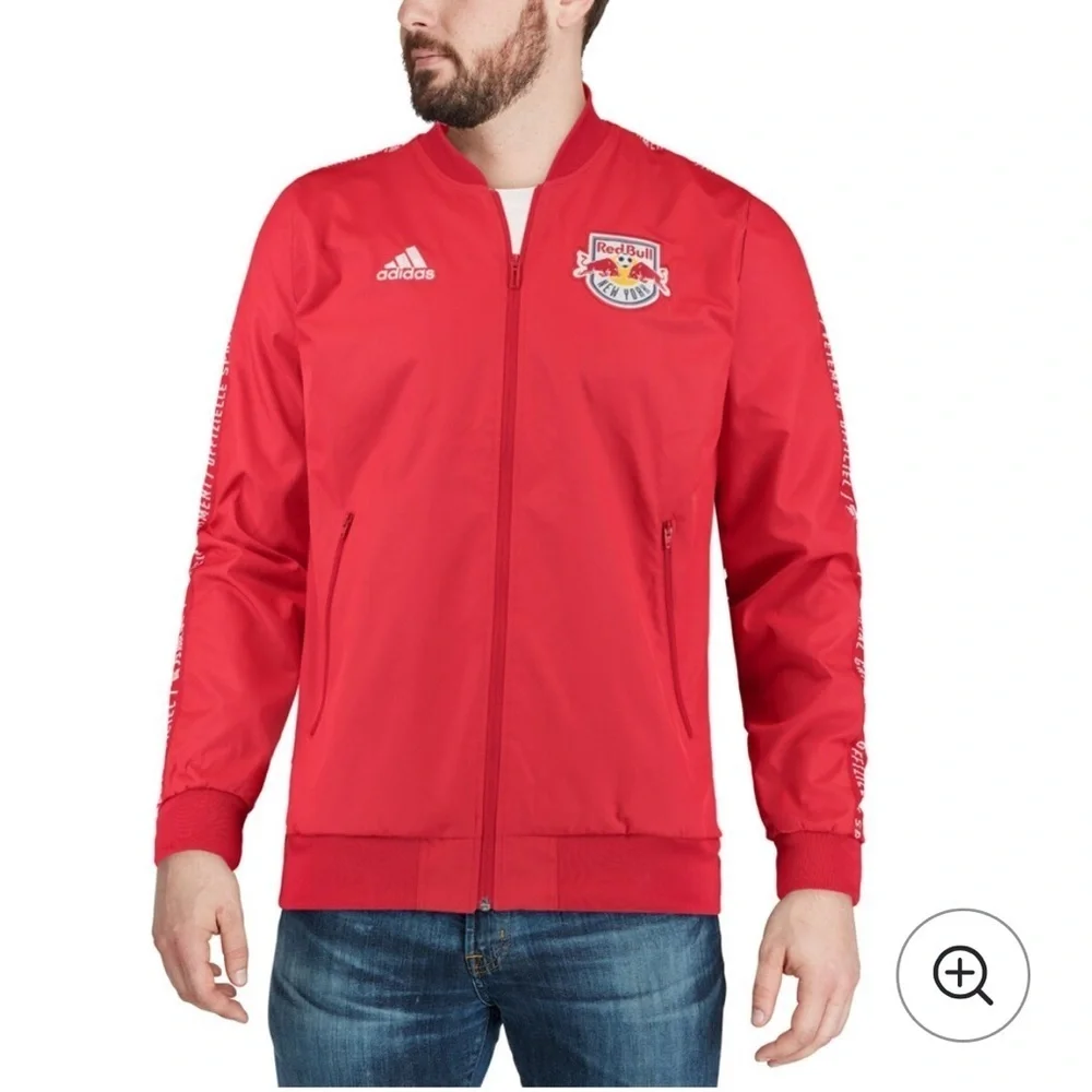 Adidas MLS New York Red Bulls Soccer Red On-Field Anthem Full-Zip Jacket Size L